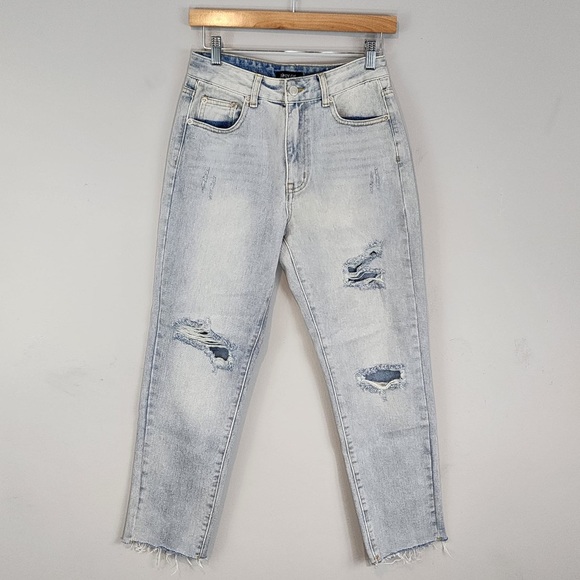 Nasty Gal Grunge Shred Over Heels Straight Jeans Sz. UK 8 / US 26 NWT - Picture 2 of 9